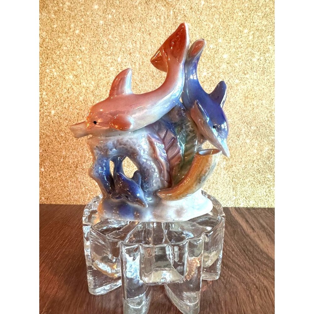 🌊🐬 Iridescent Dolphin Figurine – Ocean Wave Design 🐬🌊